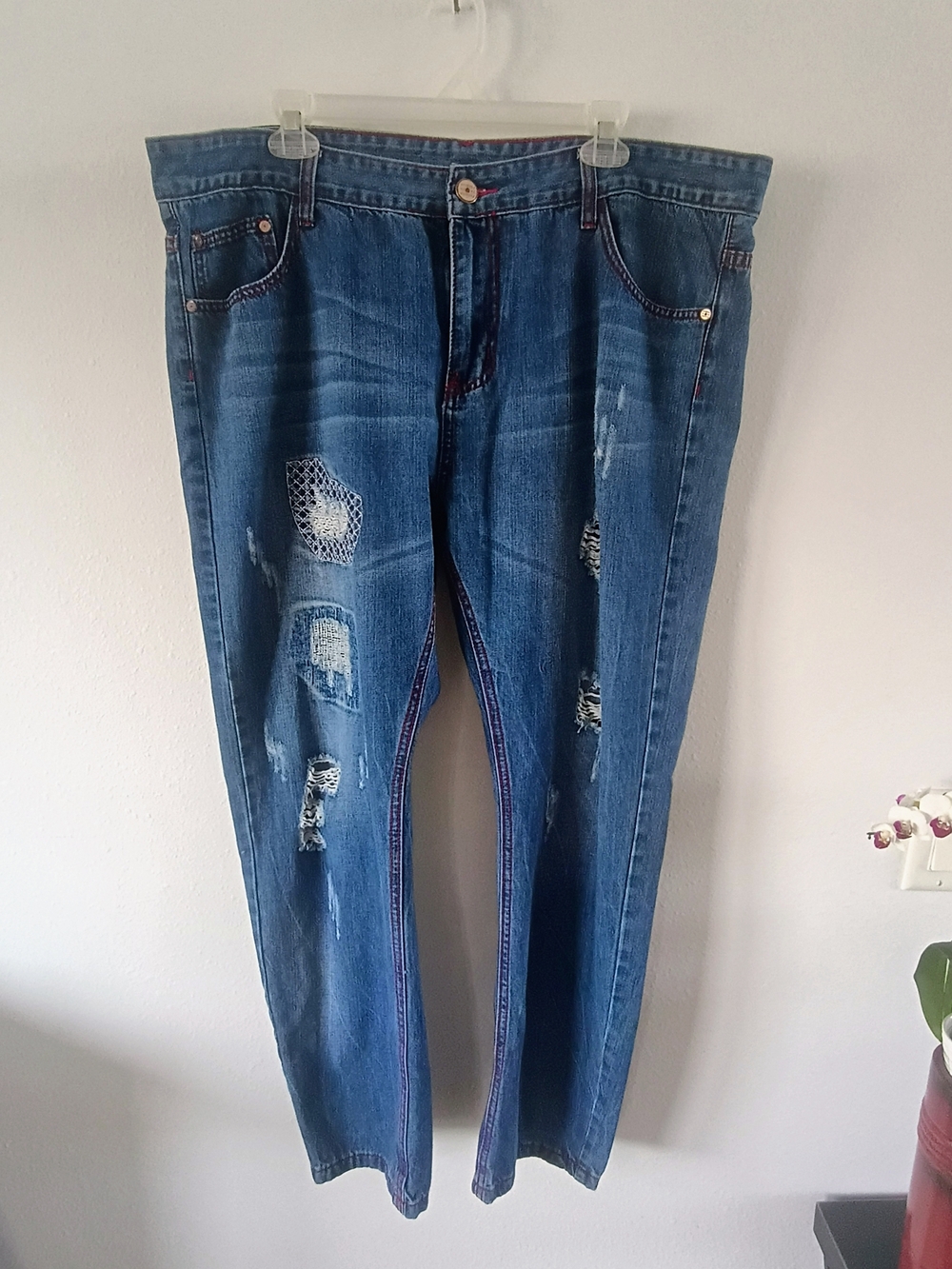 Revert Distressed Patchwork Jeans Womens Size 22 Plus Blue Skinny Denim Trendy
